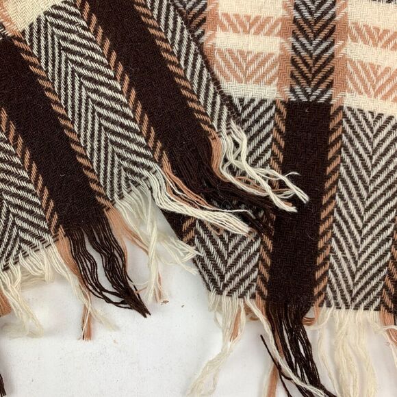 Vintage Sammy Made in England Plaid All Wool Brown Mens Short Neck Scarf - Picture 3 of 5